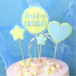 Zápich do torty modré srdce - sada