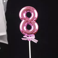 Ružový zápich do torty číslo 8