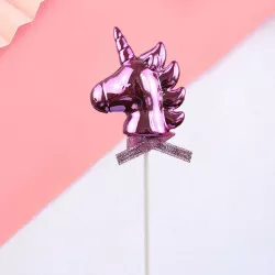 Zápich do torty ružový jednorožec 7x7,5 cm