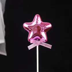 Zápich do torty „Ružová hviezdička“ 6 cm