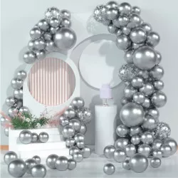 Balónová girlanda strieborná 92ks