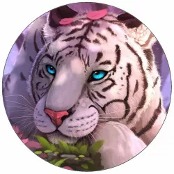Jedlý papier ležiaci biely tygr s modrými očami 19,5 cm