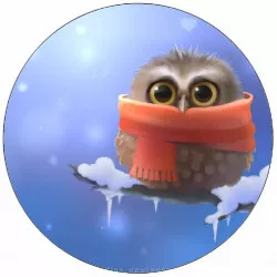 Jedlý papier sova so šálou 19,5 cm