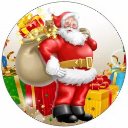 Jedlý papier Santa s darčekmi 19,5 cm