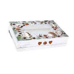 Krabička na cukrovinky skladacia s okienkom vianočné perníky 22x15x5 cm