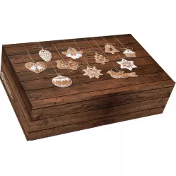 Krabička na cukrovinky dekor dreva s perníčkami 25x15x7 cm