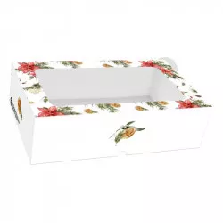 Krabička na cukrovinky skladacia s okienkom sušený pomaranč a vianočná hviezda 25x15x7 cm