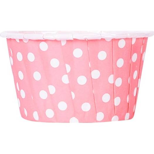 Ružové košíky na muffiny s bodkami a pevným okrajom 60x40mm 100ks
