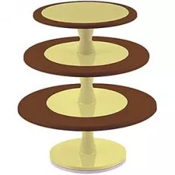 Trojposchodový stojan na cukrářské výrobky hnedý 24cm, 30cm, 35cm