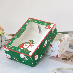 Krabička na vianočné cukrovinky zelený snehuliak 22x15x7 cm