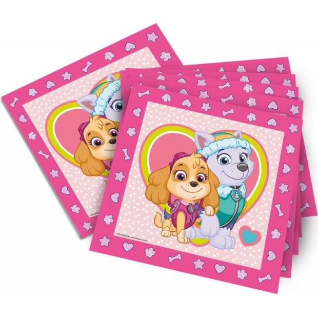 Papierové obrúsky Paw Patrol ružové 33x33cm 20ks