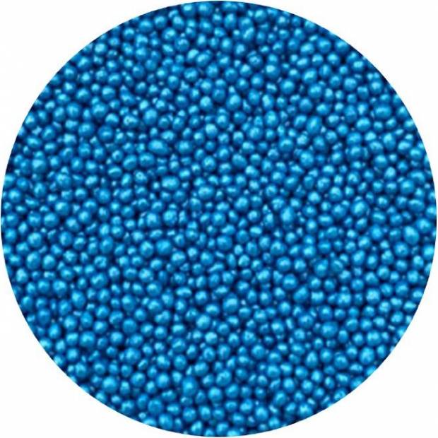 Cukrové korálky modré metalické 2mm 1kg