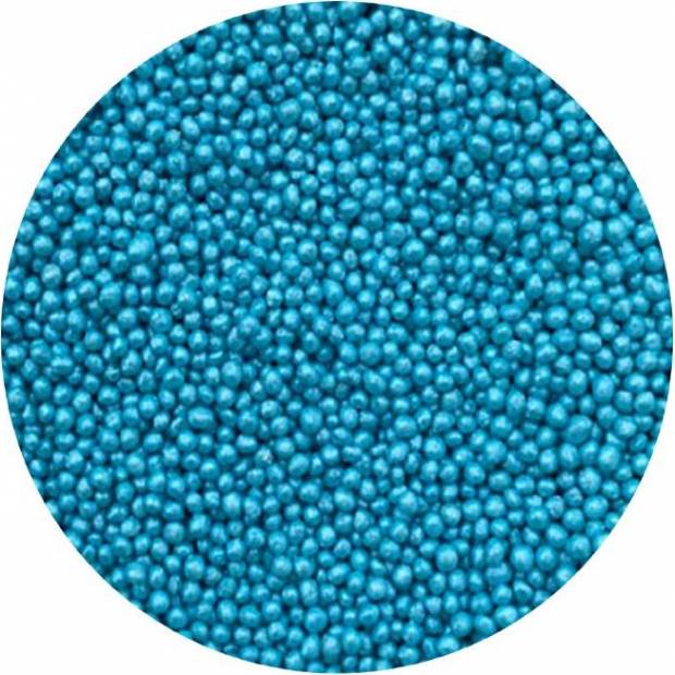 Cukrové korálky modré svetlé metalické 2mm 1kg