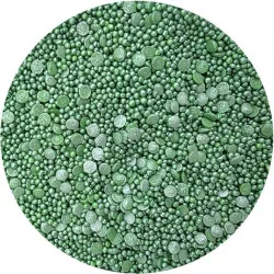 Cukrové ozdoby metalické Zelené konfety mix 80g