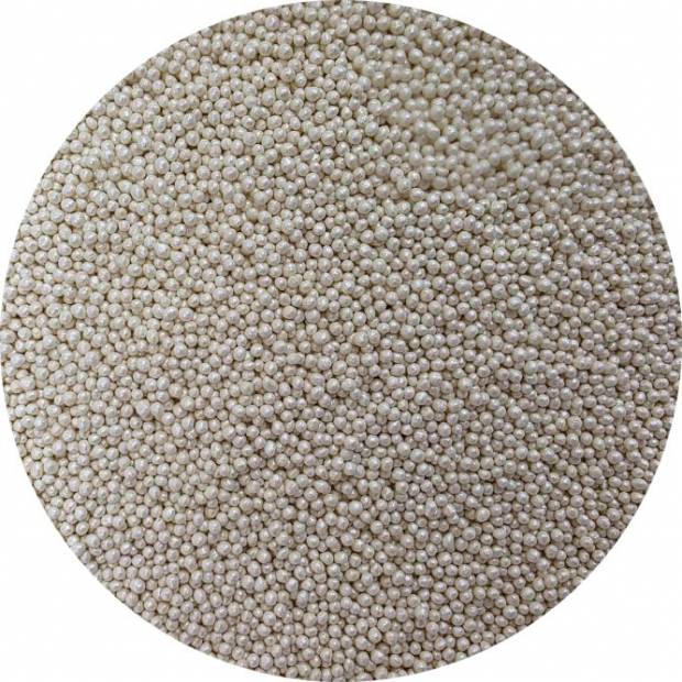 Cukrové korálky metalické biele 2mm 80g
