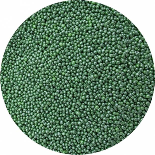 Cukrové korálky metalické zelené 2mm 80g