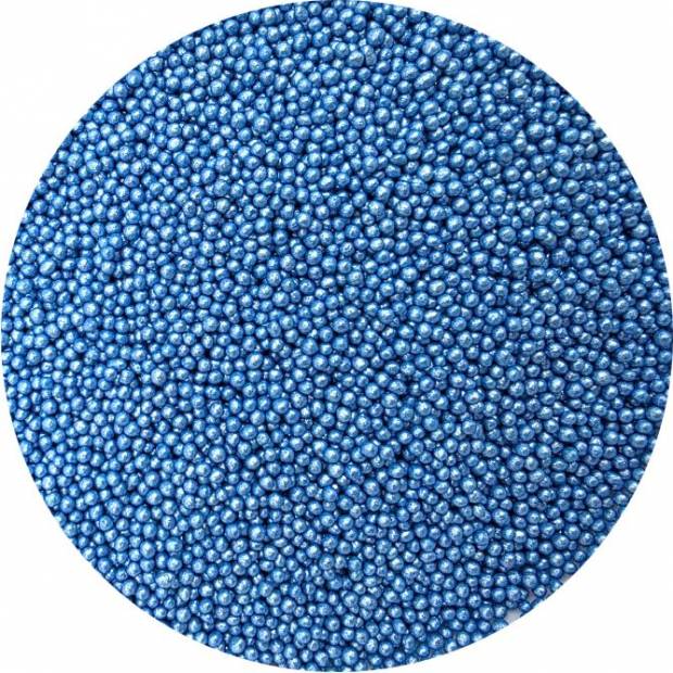 Cukrové korálky metalické modré 2mm 80g