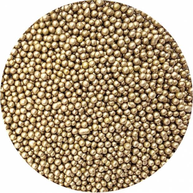 Cukrové korálky metalické zlaté I. 3-4mm 80g