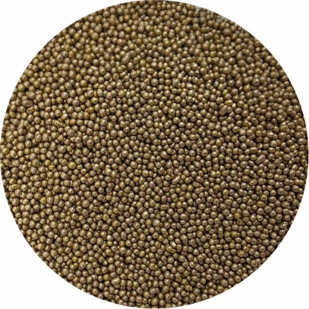 Cukrové korálky metalické tmavozlaté 2mm 80g