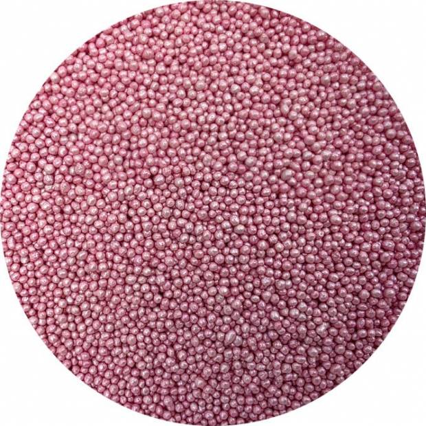 Cukrové korálky metalické ružové 2mm 80g