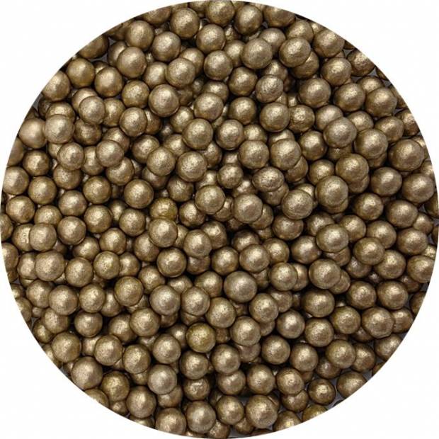 Cukrové korálky metalické zlaté 7mm 80g