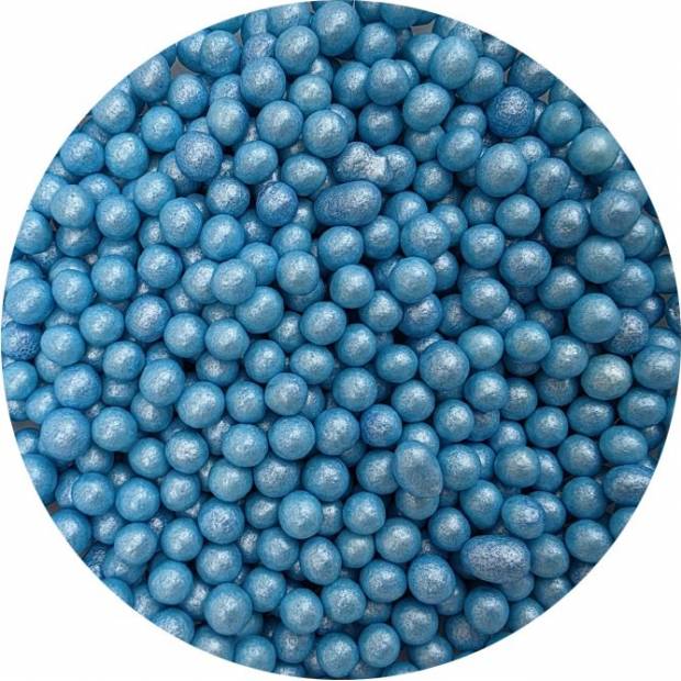 Cukrové ryžové perly modré perleťové 7mm 80g