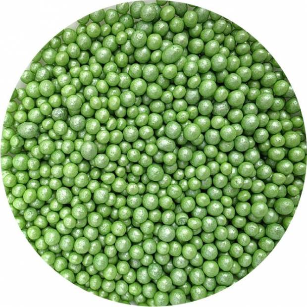 Perly z cukrovej ryže zelené perleťové 5 mm 80g