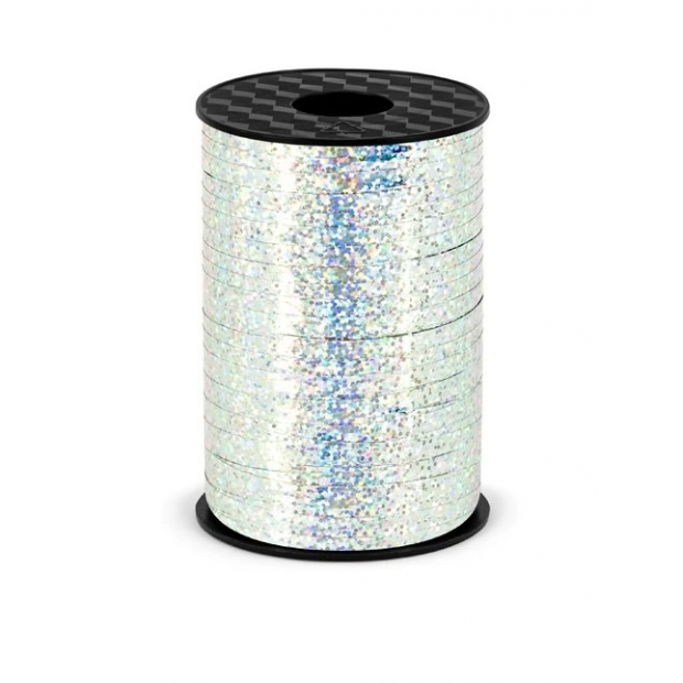 Strieborná holografická stuha 5 mm/225 m