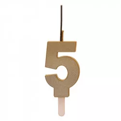 Zlatá svíčka s prskavkou číslo 5
