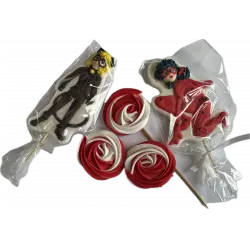 Cukrová figúrka špíz do torty Zázračná lienka a čierny kocúr