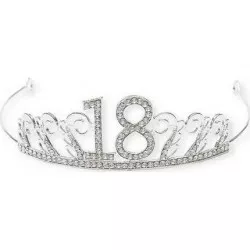 Jedlá dekorace kovová Koruna strieborná s číslom 18