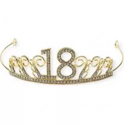 Nejedlá dekorácia kovová Koruna zlatá s číslom 18