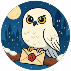 Jedlý papier Sova Hedvika v zime Harry Potter kreslený 19,5cm