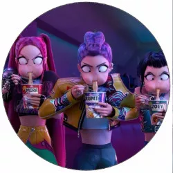 Jedlý papier K-pop Lovkyňa démonov Mira, Rumi a Zoey - nudle 19,5 cm