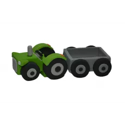 Traktor s návěsem zelený nejedlá cukrová dekorace 17x6cm