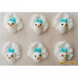 Cukrová dekorácia holubička s modrým stúškom 6 ks