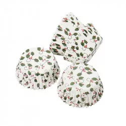 Cukrárenský košíček biele Vianoce 50x30mm 50 ks