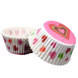 Cukrárenský košíček srdiečka 50x30 mm 50 ks