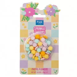 Cukrové zdobenie pastelové kvietky 12mm, 25g