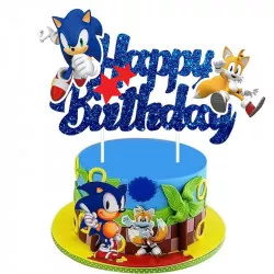 Zápich na tortu „Happy Birthday“ Sonic, 5 ks