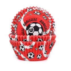 Červené košíčky «goal» na cupcakes, 50 ks, 50 × 33 mm