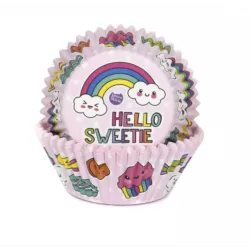 Ružové košíčky dúha na cupcakes, 50 ks, 50 × 33 mm