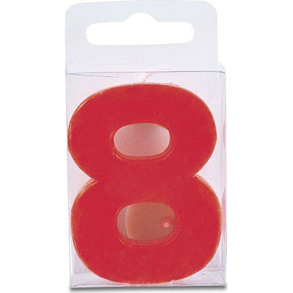 E-shop Sviečka v tvare číslice 8 – mini, červená