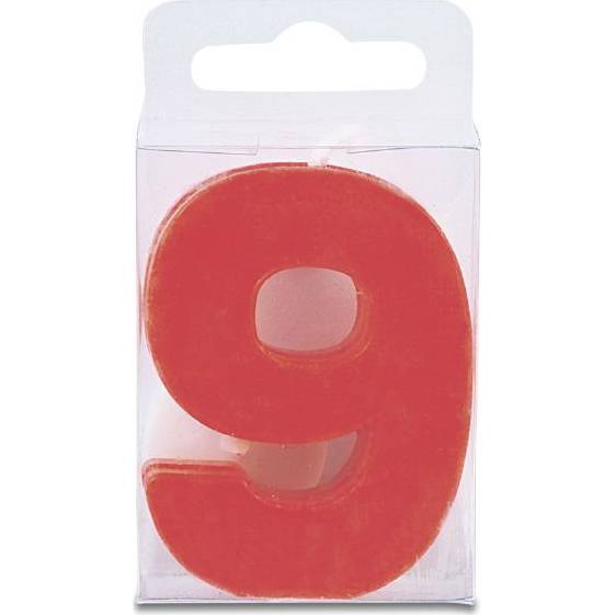 E-shop Sviečka v tvare číslice 9 – mini, červená