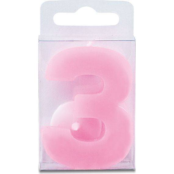 E-shop Sviečka v tvare číslice 3 – mini, ružová