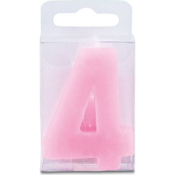 E-shop Sviečka v tvare číslice 4 – mini, ružová