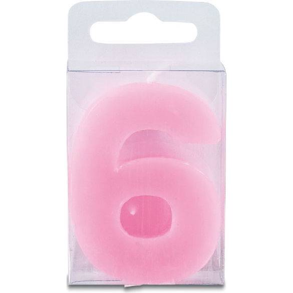 E-shop Sviečka v tvare číslice 6 – mini, ružová