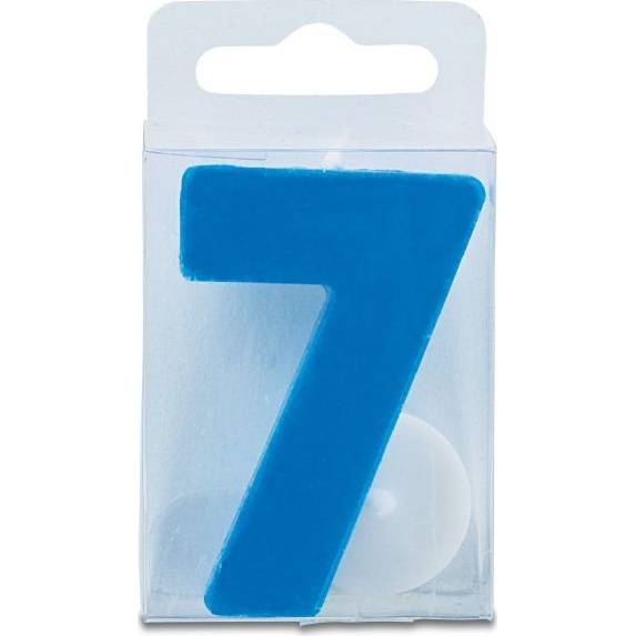E-shop Sviečka v tvare číslice 7 – mini, modrá