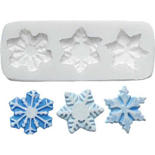 E-shop Silikomart Forma silikonová 3D 3 sněhové vločky 3x3,5 cm