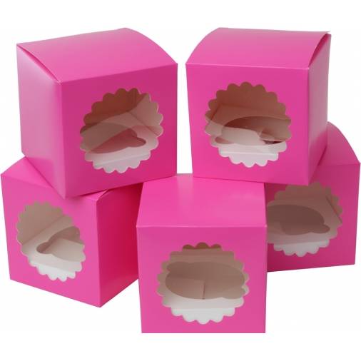 E-shop Papierový box na cupcaky ružový 5 ks